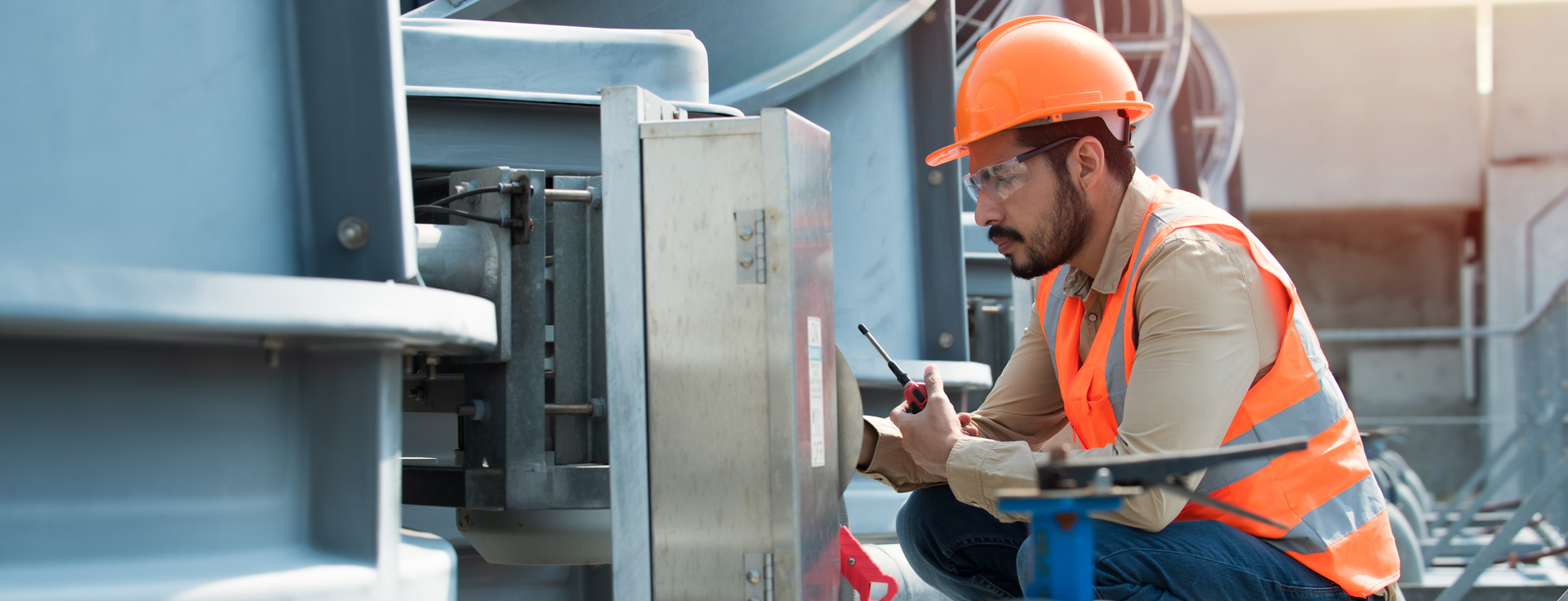 Machine maintenance in an industrial setting by a technician