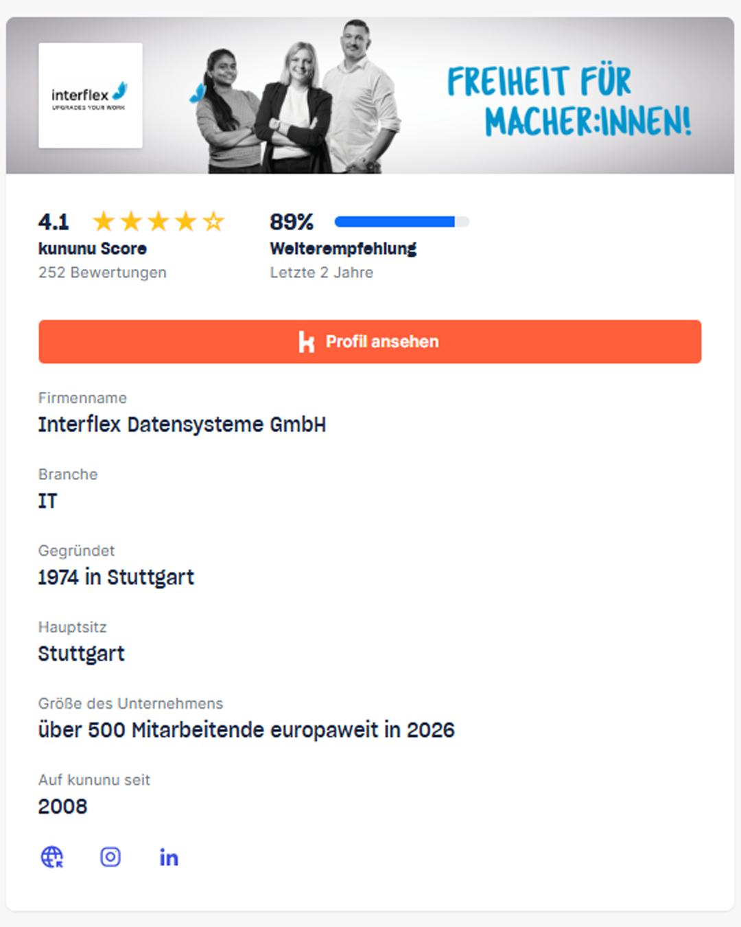 Interflex als Kununu-Referenz-Kunde
